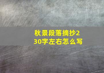 秋景段落摘抄230字左右怎么写