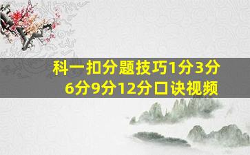 科一扣分题技巧1分3分6分9分12分口诀视频