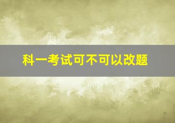 科一考试可不可以改题