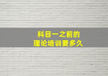 科目一之前的理论培训要多久