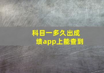 科目一多久出成绩app上能查到