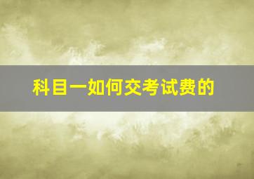 科目一如何交考试费的