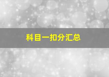 科目一扣分汇总