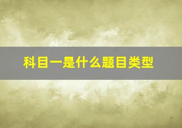 科目一是什么题目类型