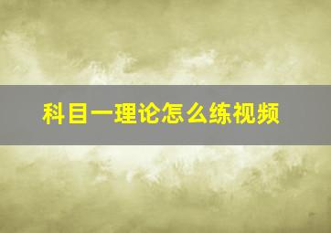 科目一理论怎么练视频