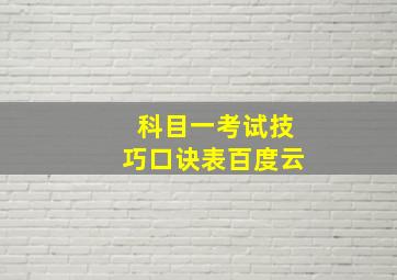 科目一考试技巧口诀表百度云