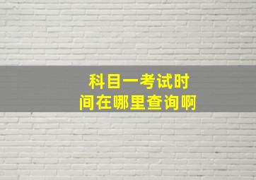 科目一考试时间在哪里查询啊