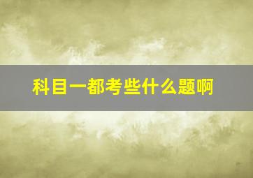 科目一都考些什么题啊