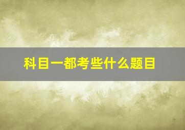 科目一都考些什么题目