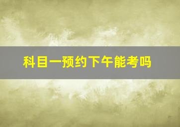 科目一预约下午能考吗