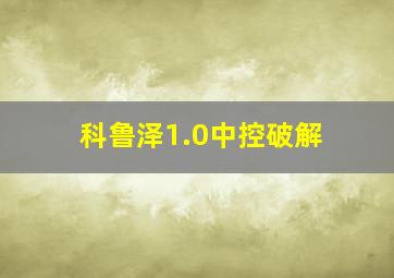 科鲁泽1.0中控破解