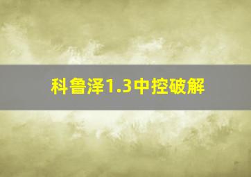 科鲁泽1.3中控破解