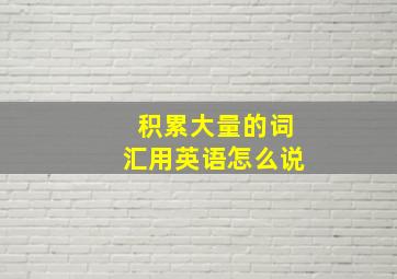 积累大量的词汇用英语怎么说