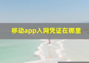 移动app入网凭证在哪里