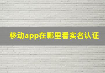 移动app在哪里看实名认证