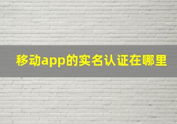 移动app的实名认证在哪里