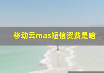 移动云mas短信资费是啥