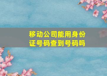 移动公司能用身份证号码查到号码吗