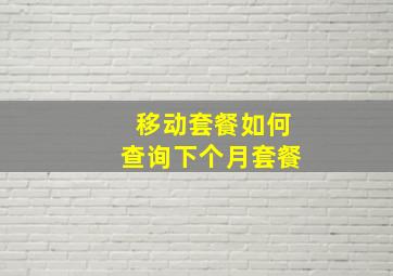 移动套餐如何查询下个月套餐