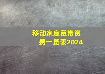 移动家庭宽带资费一览表2024