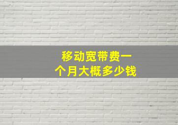 移动宽带费一个月大概多少钱