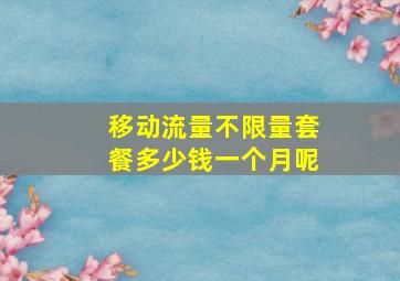 移动流量不限量套餐多少钱一个月呢