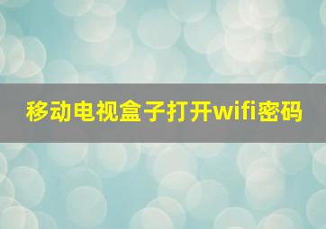 移动电视盒子打开wifi密码