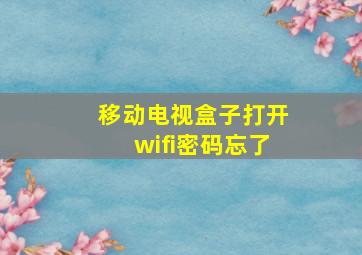 移动电视盒子打开wifi密码忘了