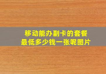 移动能办副卡的套餐最低多少钱一张呢图片