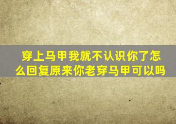 穿上马甲我就不认识你了怎么回复原来你老穿马甲可以吗