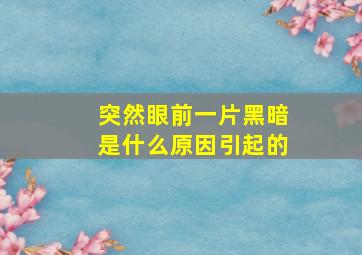 突然眼前一片黑暗是什么原因引起的