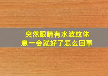 突然眼睛有水波纹休息一会就好了怎么回事