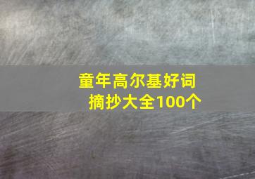 童年高尔基好词摘抄大全100个