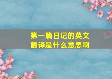 第一篇日记的英文翻译是什么意思啊