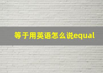 等于用英语怎么说equal