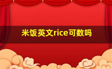 米饭英文rice可数吗