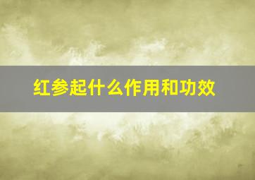 红参起什么作用和功效