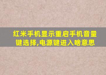 红米手机显示重启手机音量键选择,电源键进入啥意思