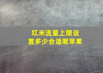 红米流量上限设置多少合适呢苹果