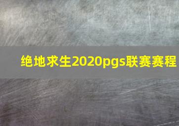 绝地求生2020pgs联赛赛程