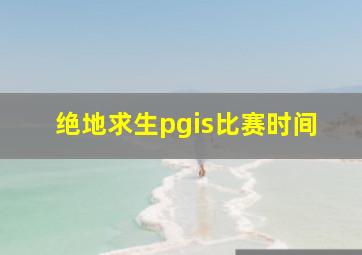 绝地求生pgis比赛时间