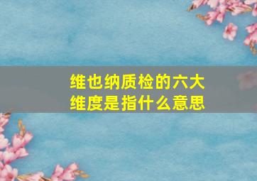 维也纳质检的六大维度是指什么意思