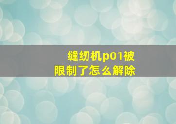 缝纫机p01被限制了怎么解除