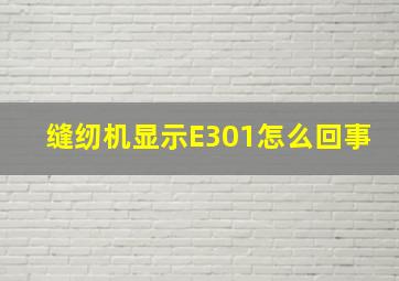 缝纫机显示E301怎么回事