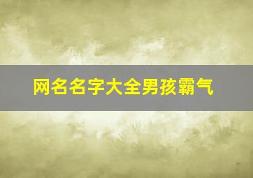 网名名字大全男孩霸气