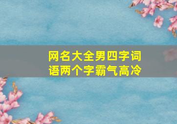 网名大全男四字词语两个字霸气高冷