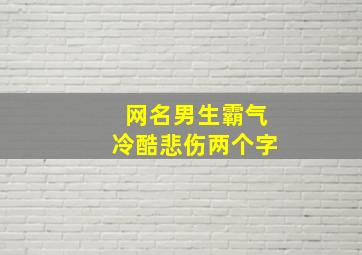 网名男生霸气冷酷悲伤两个字