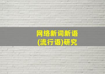 网络新词新语(流行语)研究