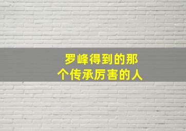 罗峰得到的那个传承厉害的人