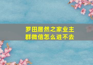 罗田居然之家业主群微信怎么进不去